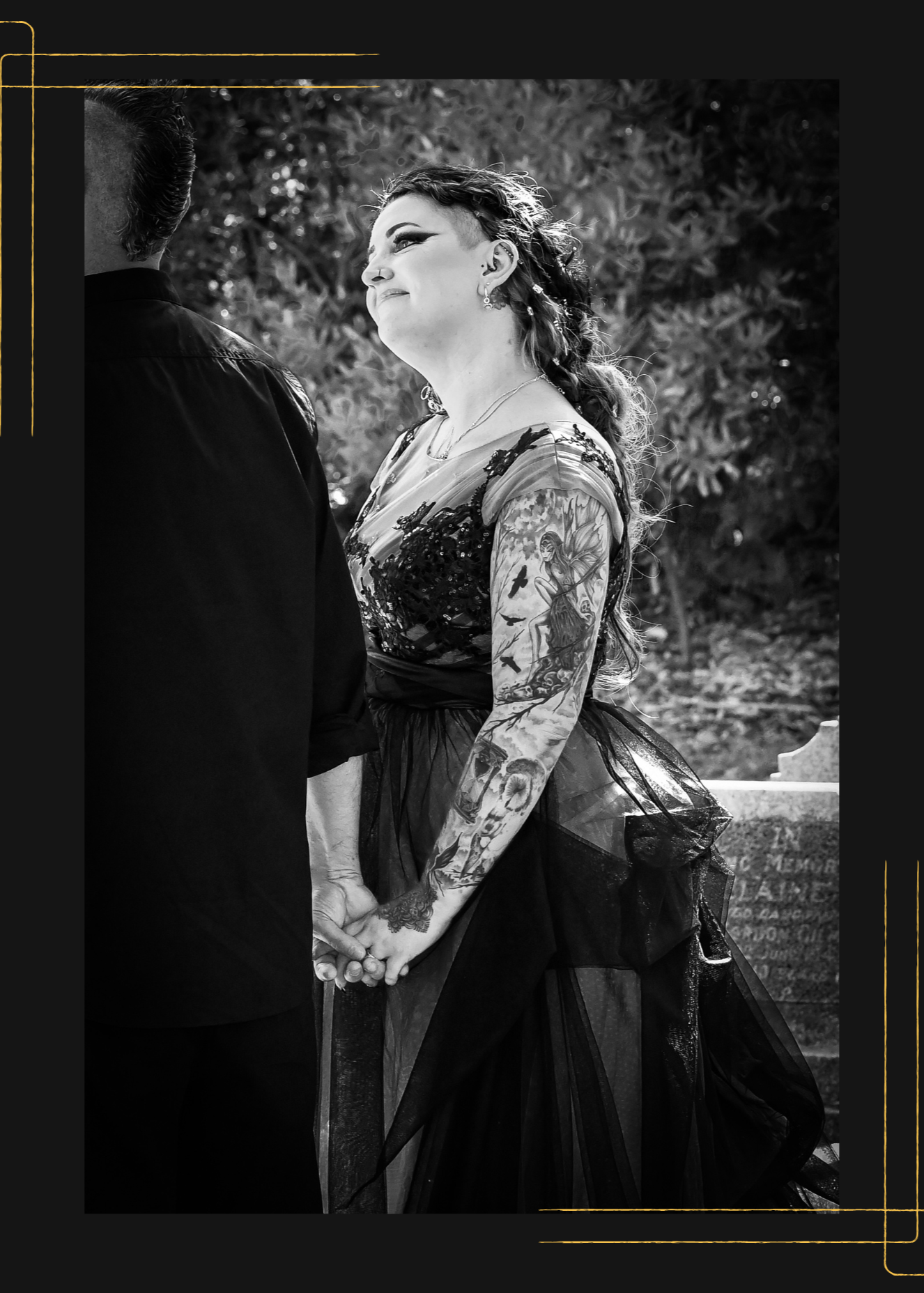Moody wedding photography at terrace end cemetery. Non-traditional gothic inspired wedding - Wildstyler wedding photography NZ