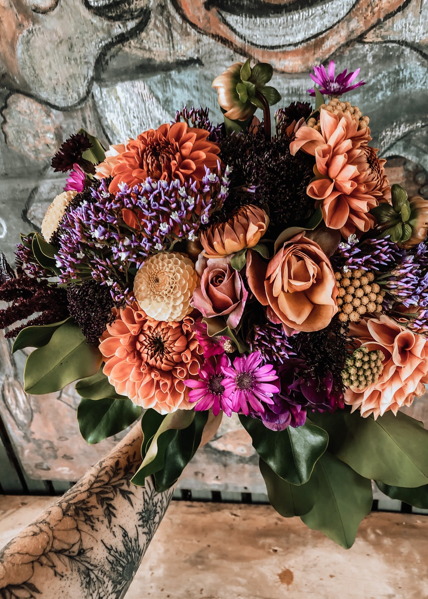 peach bridal bouquet - the wildstyler nz